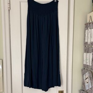 Blue Palazzo/yoga pants with shirred waist. Cotton. Sz S. Like new.